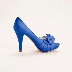 Satin Peep Toe Platform High Heel with Bow Detail
